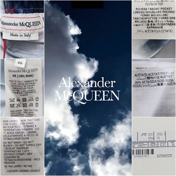 ALEXANDER MCQUEEN Blue Sky Tie Dye Pull On Shorts XL / 10 Clouds Drawstring NWT - Picture 10 of 14